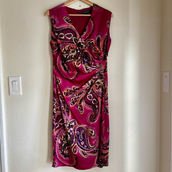 Ralph Lauren Dresses & Skirts - Ralph Lauren Pink Paisley Midi Dress size 8